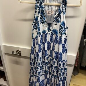 Blue Floral Sleeveless Dress
